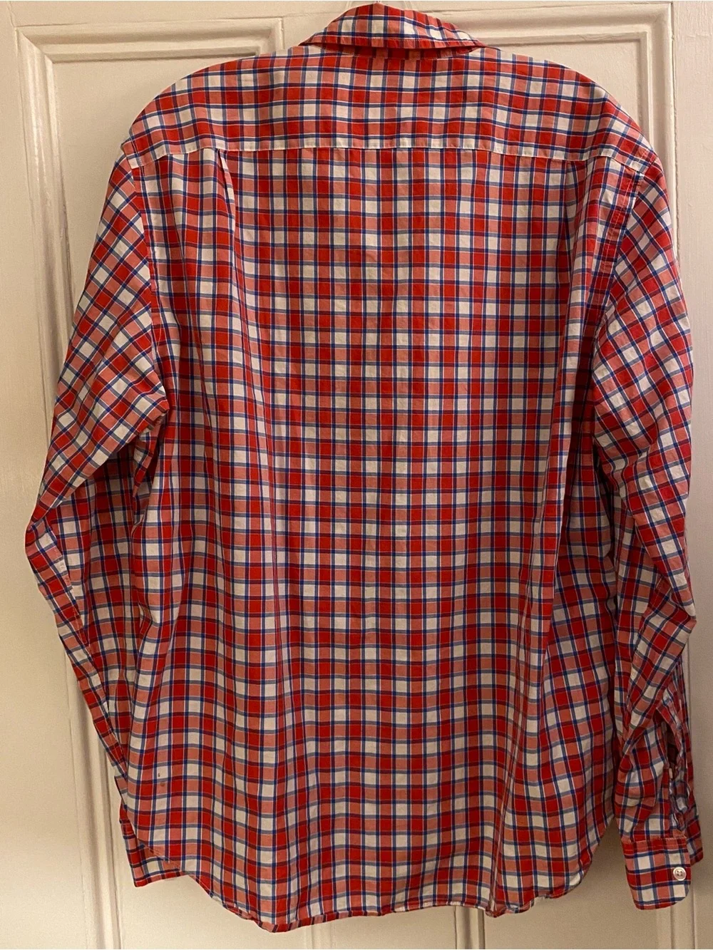 J. Crew Shirt Mens L Red Plaid Button Down Lightweight 100% Cotton Casual Basics